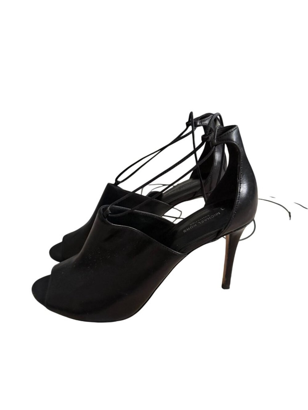 MICHAEL KORS COLLECTION Black Leather Laceup Sandals Heels Size 39 / US 9 - Picture 9 of 12